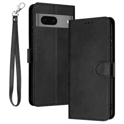 For Google Pixel 7 5G Phone Case Solid Color Anti-fall Leather Cover   Cell Phone Accessories - Black