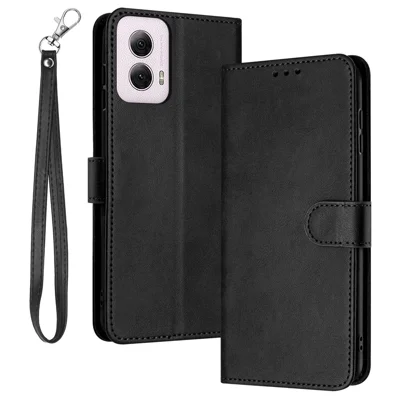 For Motorola Moto G45 5G / G34 5G Phone Stand Case Shockproof PU Leather Phone Cover Wallet - Black