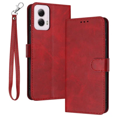 For Motorola Moto G Power (2024) Case Leather Stand Wallet Phone Cover Mobile Accessories Supplier - Red