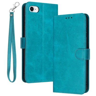 Voor Iphone 6 / 7 / 8 / SE (2020) / SE (2022) Schokbestendige Leren Telefoonhoesjes Kalfsstructuur Standcover Portemonnee - Groen