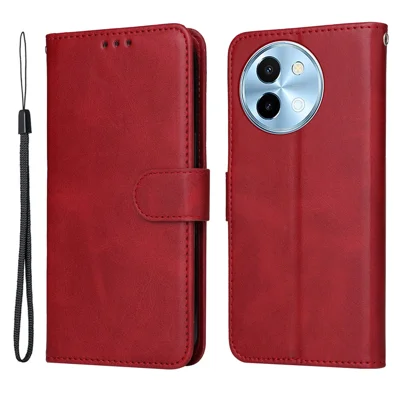 For vivo Y38 5G / Y200i / T3x   Flip Phone Case Magnetic Clasp Leather Flip Wallet Phone Cover - Red