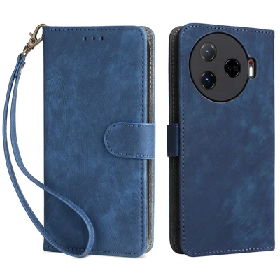 For TECNO Camon 30 Pro 5G CL8 Case PU Leather Phone Cover Folio Wallet RFID Blocking - Blue