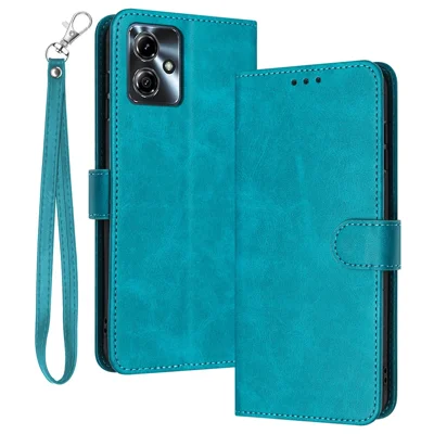 For Motorola Moto G14 4G Case Folding Stand Anti-shock Leather Wallet Phone Cover - Green