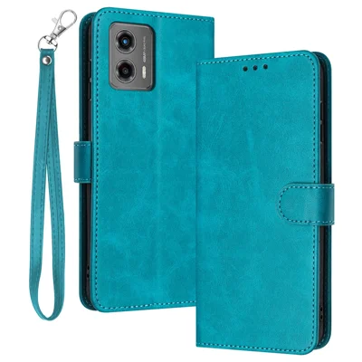 For Motorola Moto G53 5G / G13 4G / G23 4G / G53j / G53y 5G Leather Wallet Cell Phone Case Calf Texture Cover - Green