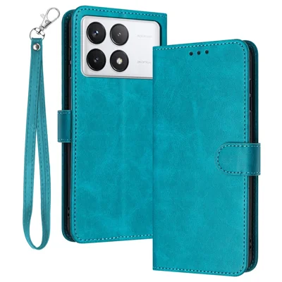 For Xiaomi Redmi K70E 5G / Poco X6 Pro 5G Case TPU+PU Leather Phone Shell with Wrist Strap - Green