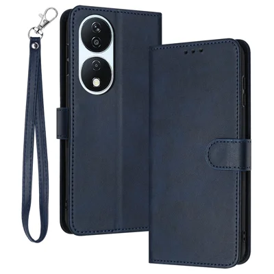 Leather Phone Cases for Honor X7b 4G / 5G / Play 50 Plus 5G / 8T 5G   Calf Texture Flip Cover - Sapphire