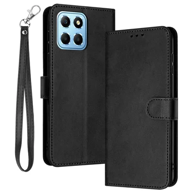 Sinyunron Cover Compatibile con Honor X8 5G Custodia in Pelle PU,Flip Caso Fibbia Magnetica Cellulare Case a Libro,Elegante Portafoglio Stile Business, Nero