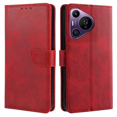 For Huawei Pura 70 Pro+ / Pura 70 Pro   PU Leather Phone Case Stand Phone Protective Cover Wallet - Red