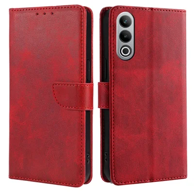 For OnePlus Nord CE4 5G Case PU Leather+TPU Phone Proctive Cover Calf Texture Wallet - Red