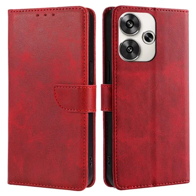 For Xiaomi Redmi Turbo 3 5G / Poco F6 5G Leather Case Wallet Mobile Phone Cover   - Red
