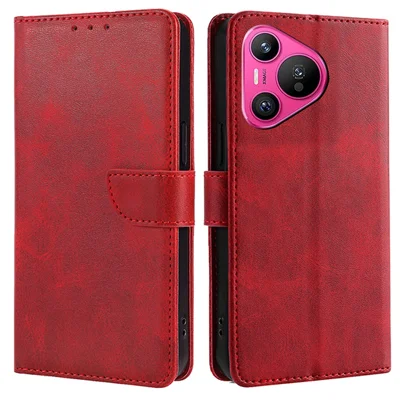 Voor Huawei Pura 70 Schokbestendig Hoesje Portemonnee Leren Telefoonhoes Groothandel - Rood