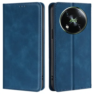 For itel RS4 4G Case with Card Holder PU Leather Soft Skin-Touch Phone Cover - Blue