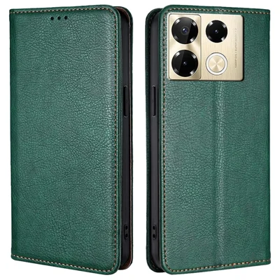 For Infinix Note 40 Pro 4G Case Anti-Scratch PU Leather Magnetic Closing Cell Phone Cover - Green