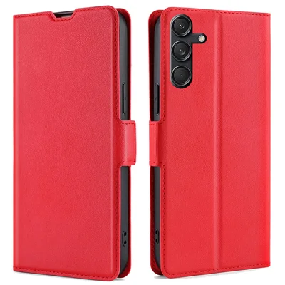 For Samsung Galaxy M55 5G / C55 5G / F55 5G Leather Phone Cover with Card Slots Mobile Accessories   - Red