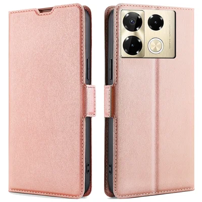 For Infinix Note 40 Pro 4G Case PU Leather Card Slots Protective Phone Cover - Rose Gold
