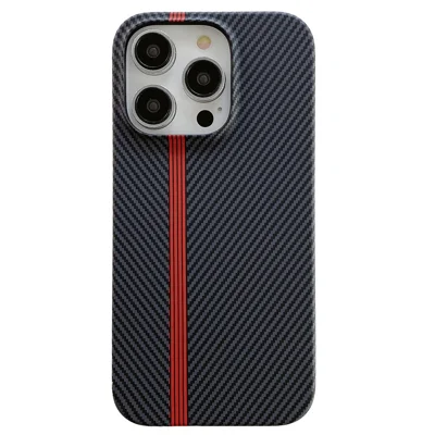 For iPhone 14 Pro Max Phone Case Carbon Fiber Texture Microfiber Lining + PC Incomplete Back Cover - Black