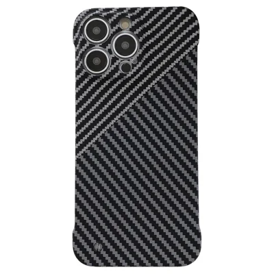 Voor iPhone 14 Pro PC-hoesje Frameless telefoonbeschermer Dun beschermhoesje - Zwart+Zwart