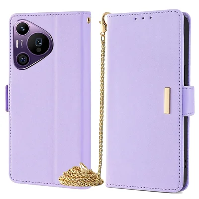 For Huawei Pura 70 Pro / Pura 70 Pro+ Case PU Leather + Soft TPU Wallet Crossbody Lanyard Phone Cover - Purple