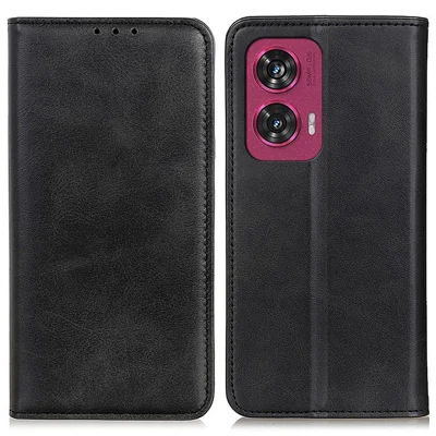 For Motorola Edge 50 Fusion 5G Case Split Leather Wallet Phone Cover Magnetic Closing - Black