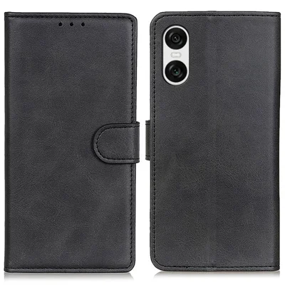 For Sony Xperia 10 VI Case Cowhide Texture Leather + TPU Phone Wallet Cover - Black