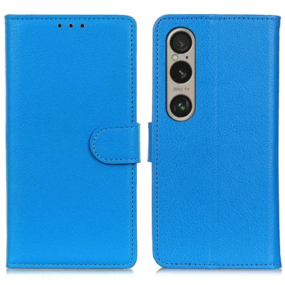 For Sony Xperia 1 VI Magnetic Clasp Leather Case Wallet Phone Cover with Litchi Texture - Blue