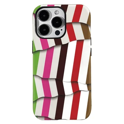 Voor iPhone 15 Pro Max Hoesje Onregelmatige Strepen / Rasterpatroon Uitneembare 2-in-1 Acryl+TPU Hoes - 606