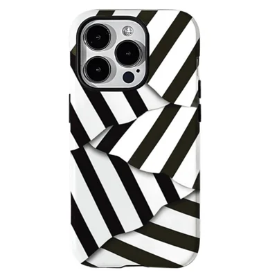 Voor iPhone 15 Pro Max Hoesje Onregelmatige Strepen / Rasterpatroon Uitneembare 2-in-1 Acryl+TPU Hoes - 601