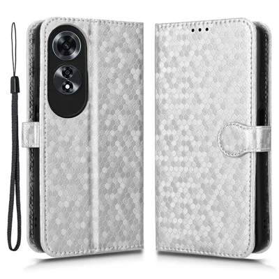 For Oppo A60 4G Cell Phone Case PU Leather Imprinted Shockproof Stand Cover - Silver
