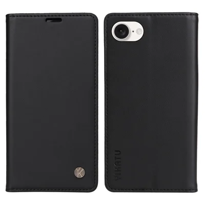 YIKATU YK-001 For iPhone 17e / 16e Case Stand Wallet PU Leather Phone Cover - Black