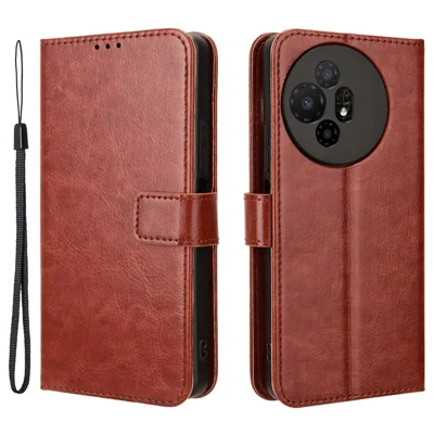 For TCL 50 XL 5G Case Crazy Horse Texture Leather Phone Cover Mobile Accessories   - Brown