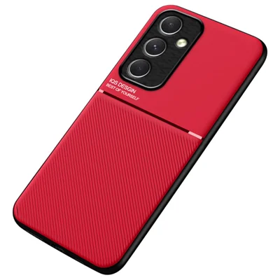 For Samsung Galaxy A25 5G (Global) (161.0 x 76.5 x 8.3mm) Case PU Leather Slim Shockproof Back Cover - Red