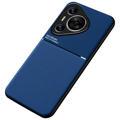 For Huawei Pura 70 Case PU Leather+PC+TPU Phone Cover Fits Magnetic Car Mount - Blue