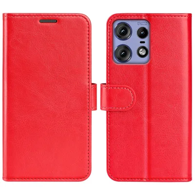 For Motorola Edge 50 Pro 5G Wallet Case Crazy Horse Texture Leather Phone Cover - Red