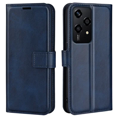 For Honor 200 Lite Case Wallet Card Slots Calf Texture Leather Phone Cover - Blue