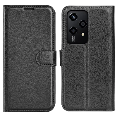For Honor 200 Lite Case Litchi Texture Leather Flip Wallet Phone Cover - Black
