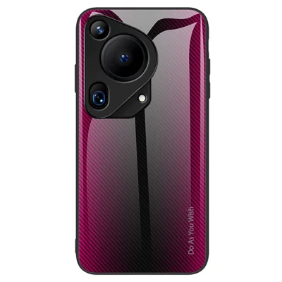 Fodral till Huawei Pura 70 Ultra, Härdat Glas+TPU, Skal med Kolfiberstruktur - Rosa