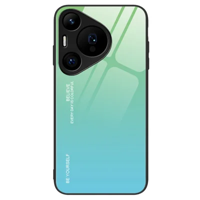 For Huawei Pura 70 Pro / 70 Pro+ Case Anti-Scratch Tempered Glass+PC+TPU Phone Shell - Cyan / Blue