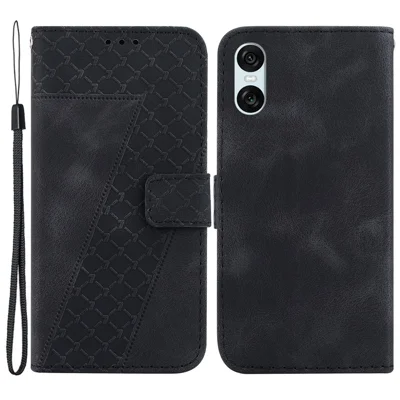 For Sony Xperia 10 VI Wallet Case 7-Shape PU Leather Flip Phone Cover - Black