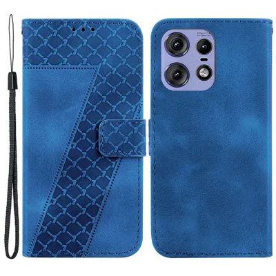 For Motorola Edge 50 5G / Edge 50 Pro 5G Case 7-Shape Imprinted Wallet Leather Phone Cover - Dark Blue