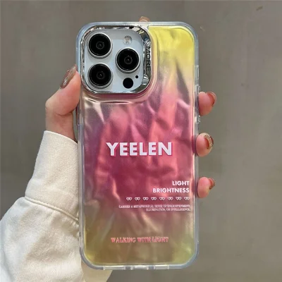 For iPhone 15 Pro Case Gradient Color Wrinkled Water Ripple PC+TPU Phone Cover - Red