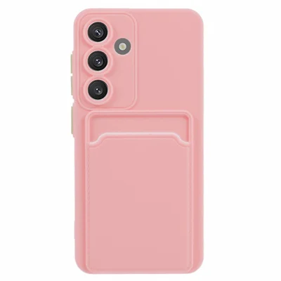 For Samsung Galaxy A05s 4G Case Card Holder Mobile Phone TPU Back Cover - Pink