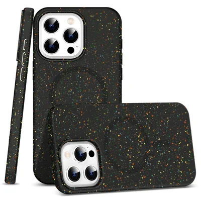 For iPhone 13 Pro Max Magnetic Phone Case Compatible with MagSafe Colorful Spots PC Phone Cover - Black