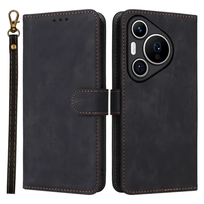 For Huawei Pura 70 Pro / Pura 70 Pro+ Case RFID Blocking Shockproof PU Leather Phone Cover - Black