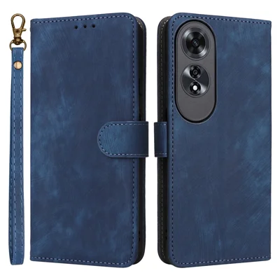 For Oppo A60 4G Case RFID Blocking Card Slots Phone Leather Cover - Blue