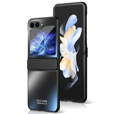 For Samsung Galaxy Z Flip7 FE 5G / Z Flip6 5G / Z Flip5 5G Case Electroplating PC Hard Phone Cover - Black