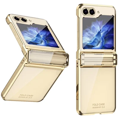For Samsung Galaxy Z Flip7 FE 5G / Z Flip6 5G / Z Flip5 5G Case Electroplating Hard PC Folding Phone Cover - Champagne Gold