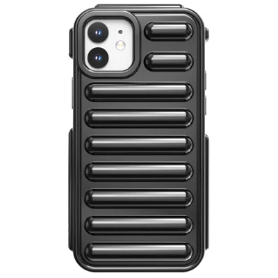 Capsule Series for iPhone 12 TPU Case Drop-Proof Ribbed Soft Phone Cover - Black