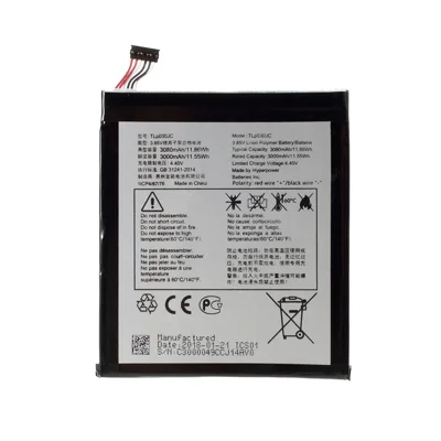 Ensamblaje 3.85V 3000mAh 11.55Wh Batería de Repuesto (Sin LOGO) para Alcatel A3 XL 9008 TLp030JC