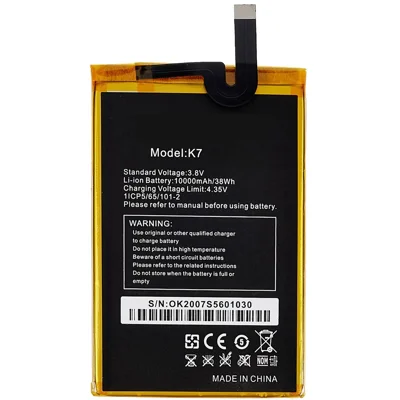 Vervanging van oplaadbare Li-ion batterij (dubbellaags cellen) voor Oukitel K7/K7 Power 3,80 V 10000 mAh