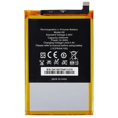 Vervangende oplaadbare Li-Polymer batterij voor Oukitel K6 3,85 V 6300 mAh